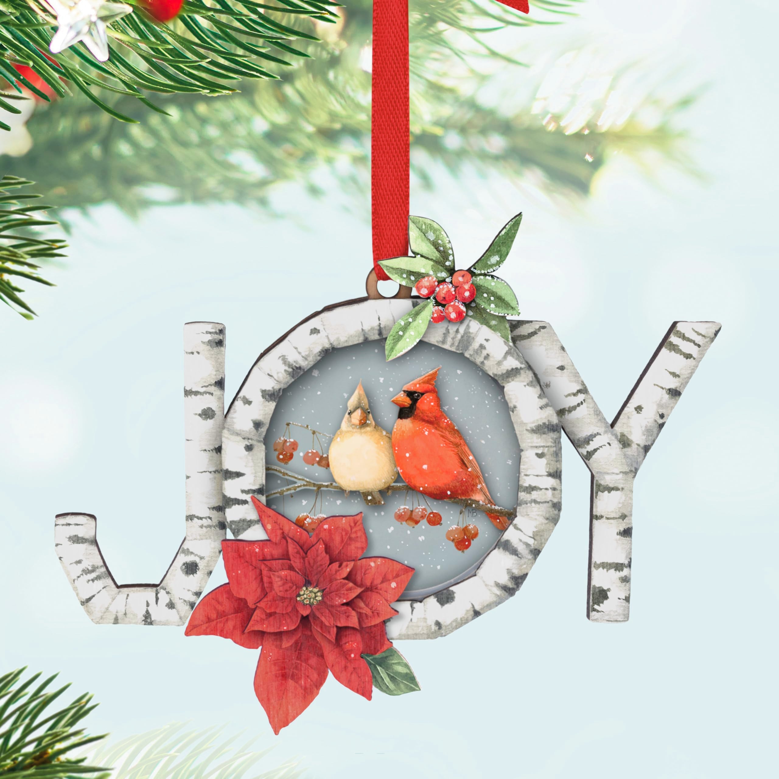 Hallmark Keepsake Christmas Ornament, Marjolein Bastin Charming Cardinals, Papercraft, Gifts for Nature Lovers