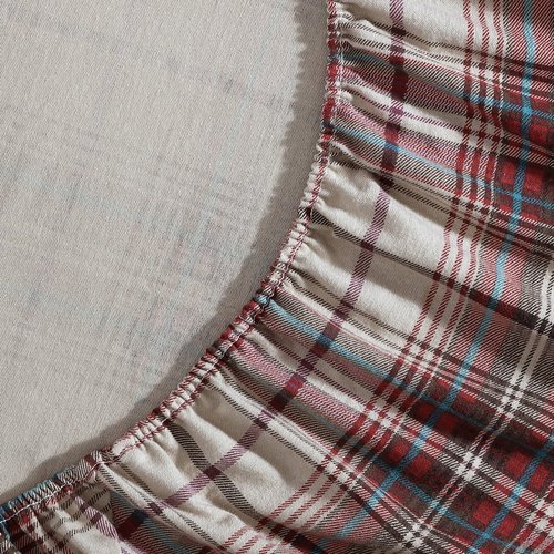 Eddie Bauer - Flannel Sheets Queen Size, Anti-Pilling & Wrinkle Resistant Cotton, Touchably Soft for All-Season Comfort - Bed Sheets with Matching Pillowcases & Fitted Sheet (Montlake Plaid Red)