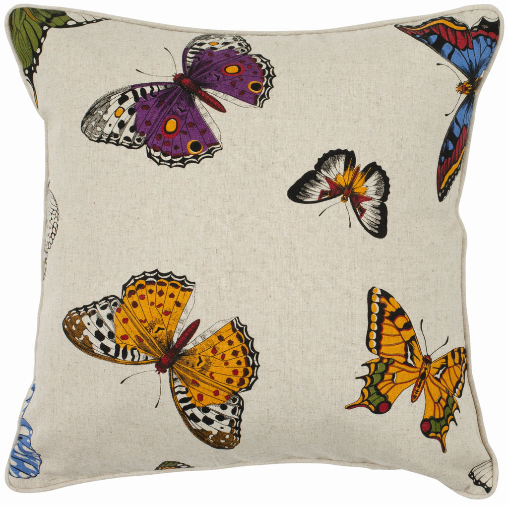 SAFAVIEH Pillow Collection 22-Inch Butterflies Pillow, Multicolored, Set of 2