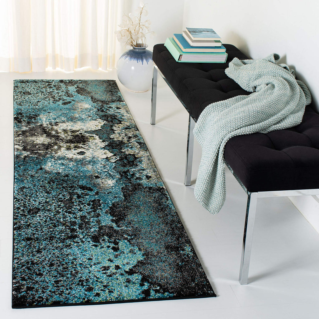 SAFAVIEH Glacier Collection Runner Rug - 2'3" x 8', Blue & Multi, Modern Abstract Design, Non-Shedding & Easy Care, Ideal for High Traffic Areas in Living Room, Bedroom (GLA124B)