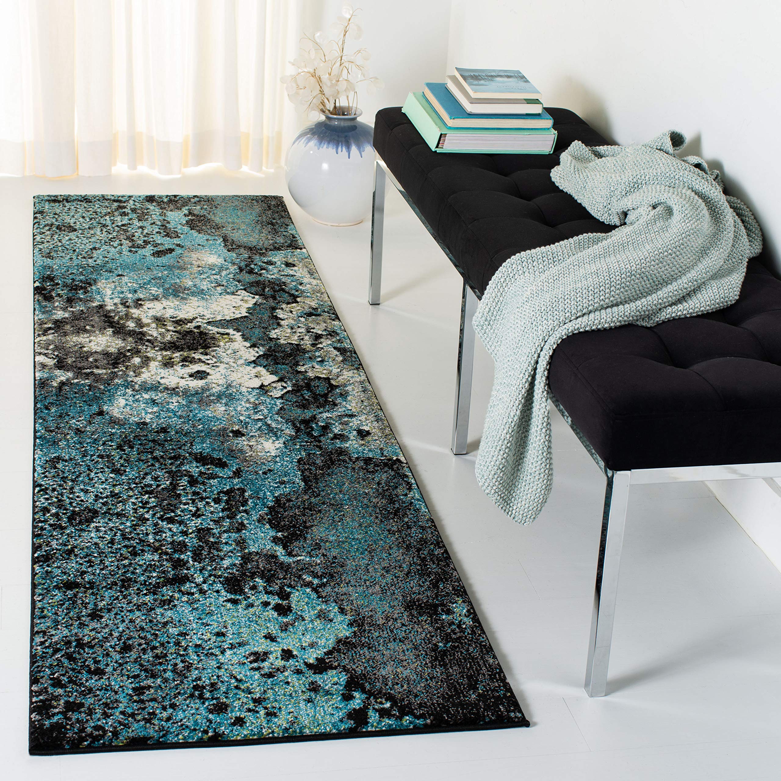 SAFAVIEH Glacier Collection Runner Rug - 2'3" x 8', Blue & Multi, Modern Abstract Design, Non-Shedding & Easy Care, Ideal for High Traffic Areas in Living Room, Bedroom (GLA124B)