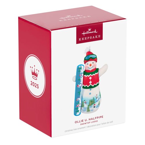Hallmark Keepsake Christmas Ornament 2025, Snowtop Lodge Ollie U. Halfpipe, Porcelain, Snowman Collectors Gifts
