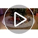 Faux Fur Christmas Tree Skirt 60 Inch White with Gold Snowflakes
