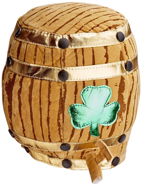 Beistle Unisex Plush Shamrock Beer Barrel Hat – Irish Party Supplies, Holiday Costume Dress Up, St. Patrick's Day Themed Accessories, Photo Booth Prop, Festive Novelty Headwear
