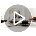 Black Luxury Tea Cups and Saucers Set of 4 with Gold Trim and Metal Stand - DUJUST