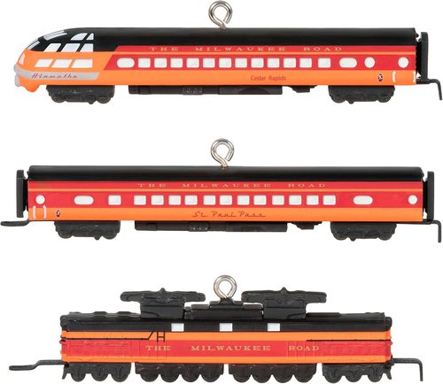 Hallmark Keepsake Miniature Christmas Ornaments - 2023 Lionel Milwaukee Road EP-2 Passenger Set of 3