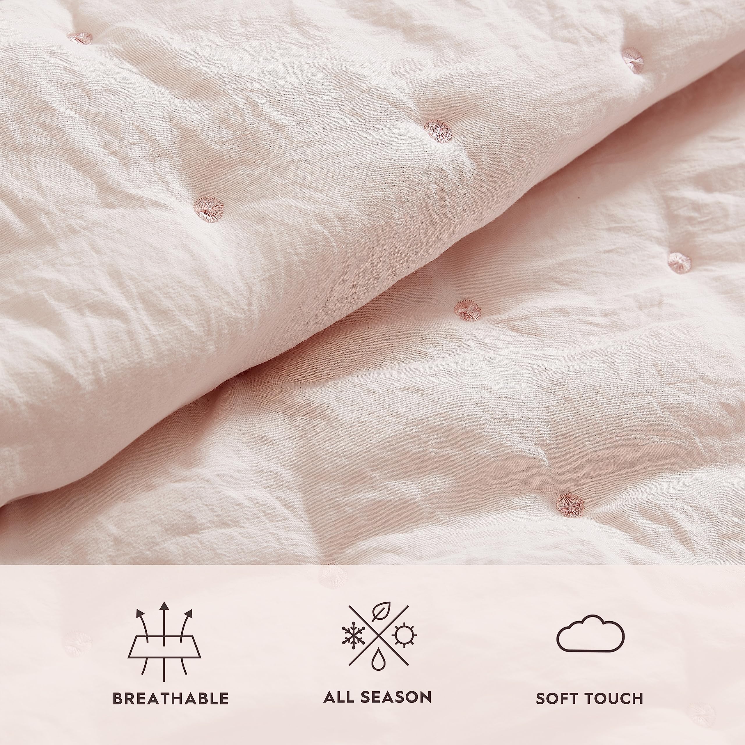 Laura Ashley – Twin Quilt Set, Ultra Soft Bedding with Matching Sham, Ruffled Pink Room Decor, College Dorm Room Essentials (Hailee Pink)