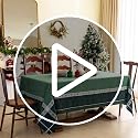 Green Christmas Tablecloth 60x90 Inches Rectangular Rustic Holiday Decor