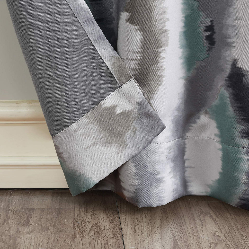 Sun Zero Burbank Watercolor Ogee Energy Efficient Grommet Curtain Panel, 54" x 84", Linen