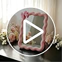 Wave Desktop Makeup Mirror with Adhesive Bow - White, 6.7x5.3 Inch