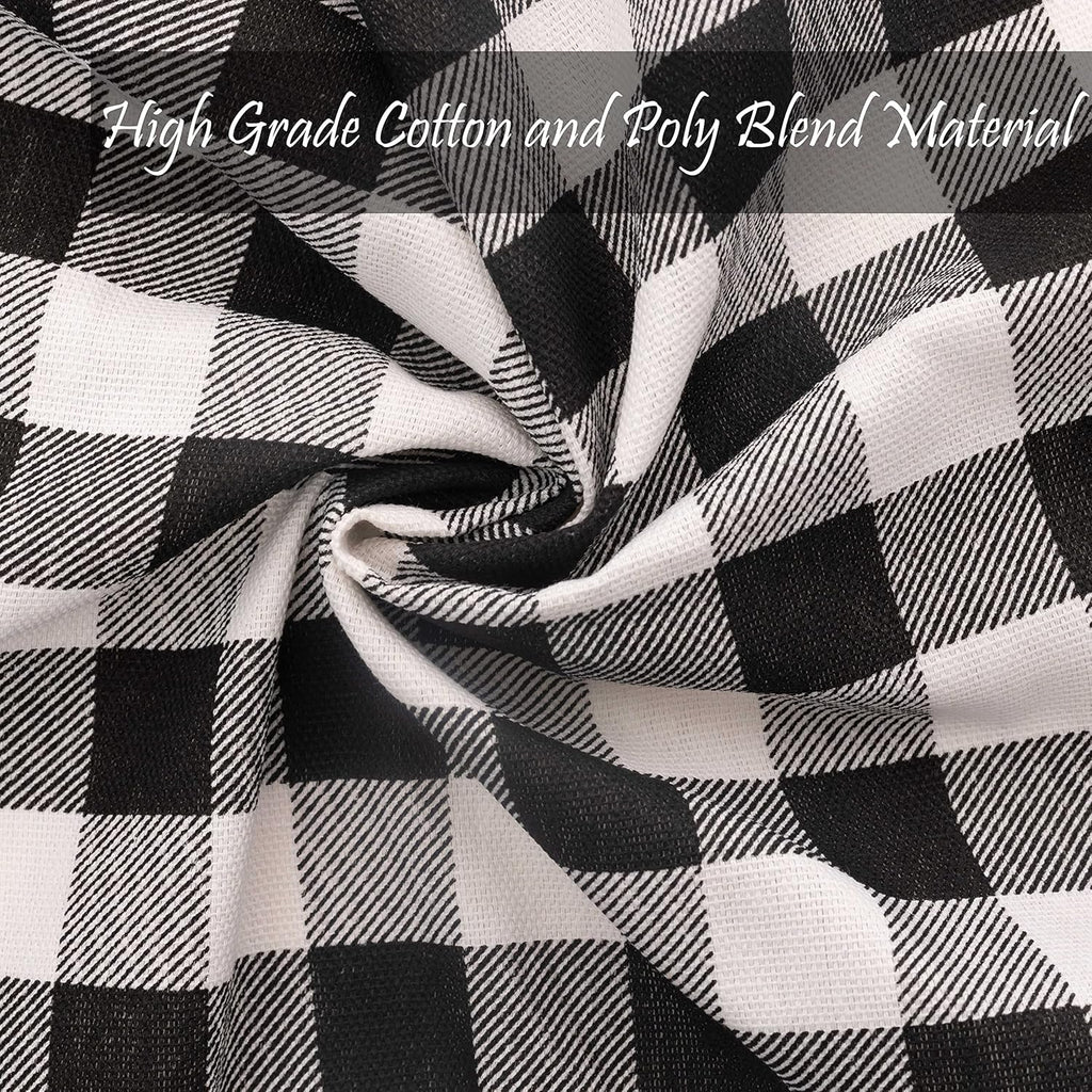 PERLLI Cotton Cloth Napkins - 12 Pack 18x18 Inches | Black and White Plaid Design, Washable & Reusable for Elegant Table Settings