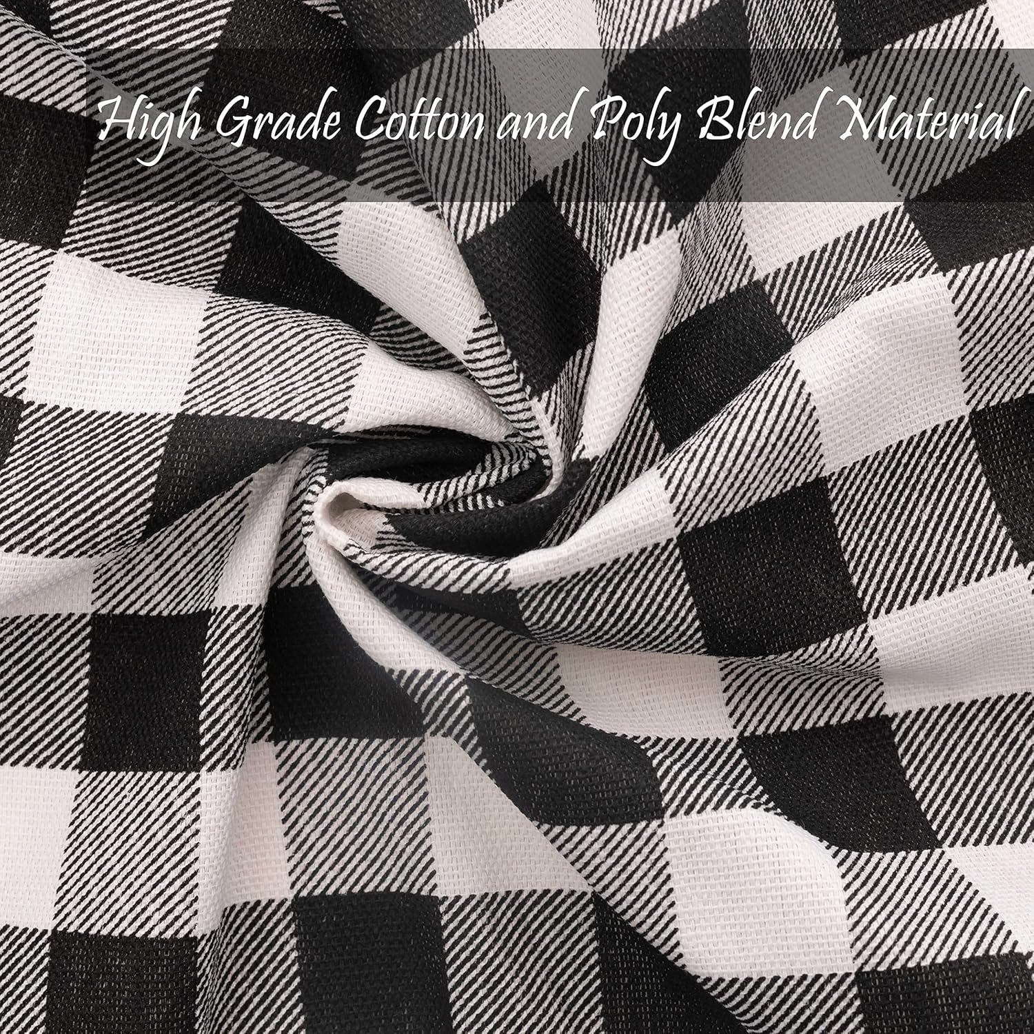 PERLLI Cotton Cloth Napkins - 12 Pack 18x18 Inches | Black and White Plaid Design, Washable & Reusable for Elegant Table Settings