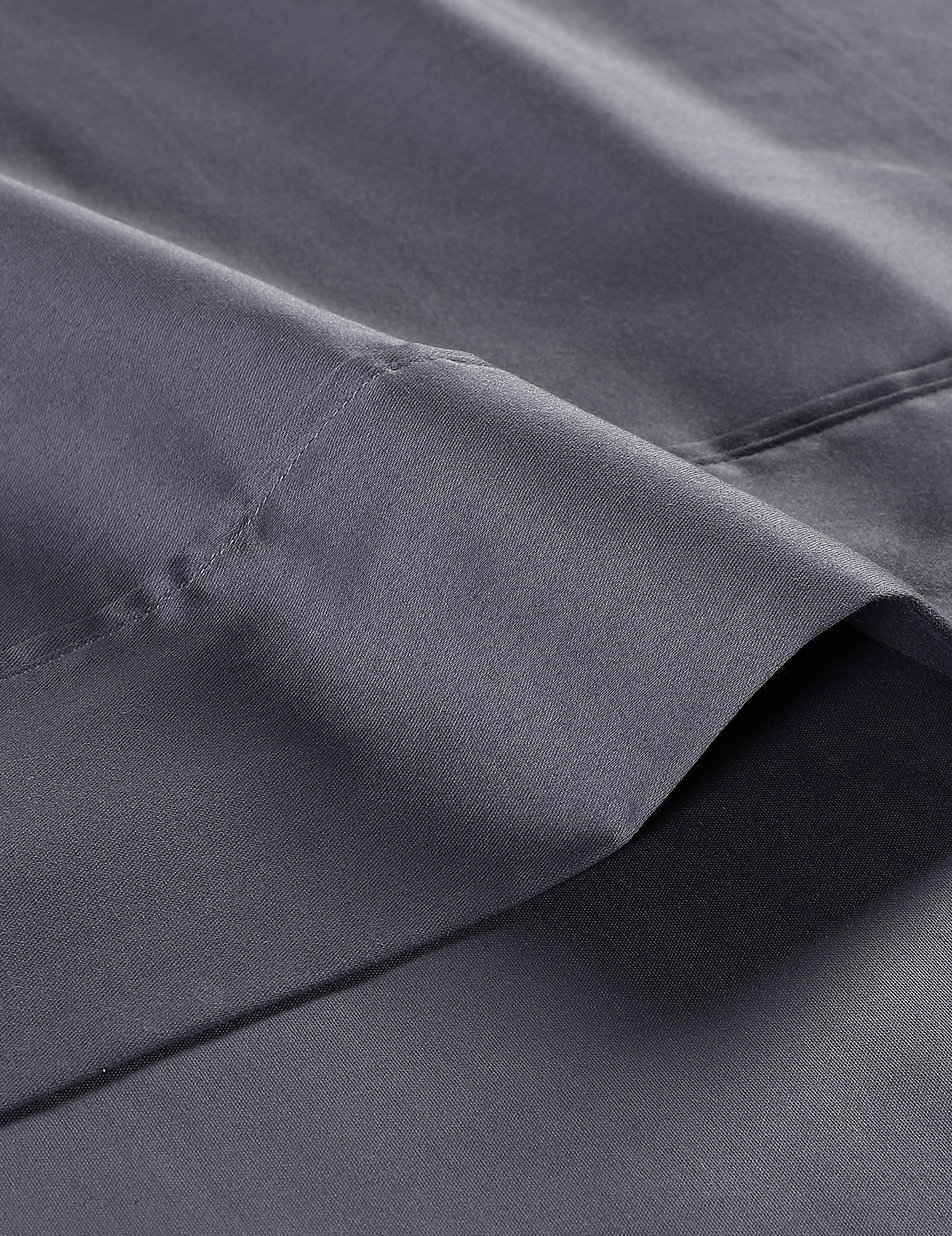 Anne Klein Reverie 100% Cotton Solid Sheet Set, King, Charcoal