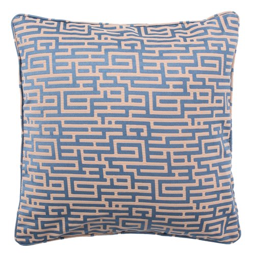 SAFAVIEH Home Basma Blue and Tan Geometric Greek Key 20-inch Decorative Pillow Pillow