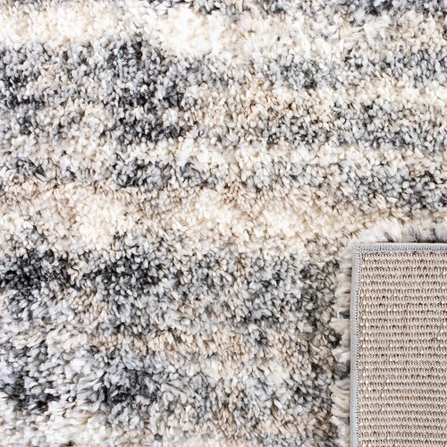 SAFAVIEH Fontana Shag Collection Accent Rug - 3' x 5', Grey & Ivory, Modern Design, Non-Shedding & Easy Care, 2-inch Thick Ideal for High Traffic Areas in Entryway, Living Room, Bedroom (FNT856G)