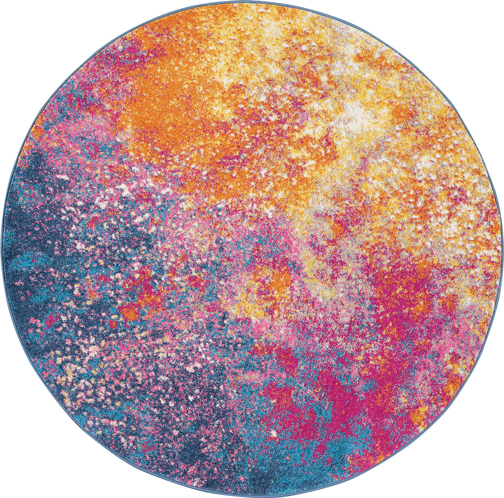 Nourison Home Passion 4' x Round Multicolor Fabric Modern Area Rug (4' Round)