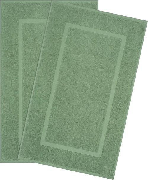 Cotton Paradise 100% Cotton Bath Mats - Soft, Absorbent, Quick-Dry Set of 2 | Sage Green, 20x34 Inches