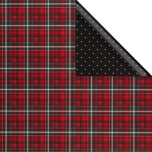 American Greetings Jumbo Reversible Wrapping Paper Roll - Christmas Gift Wrap in Red & Black | 175 sq. ft. (30 in. x 70 ft.) Polka Dots & Plaid