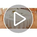 Beige 70-Inch Round Outdoor Tablecloth - Fall Pattern, Heavy Waterproof Fabric