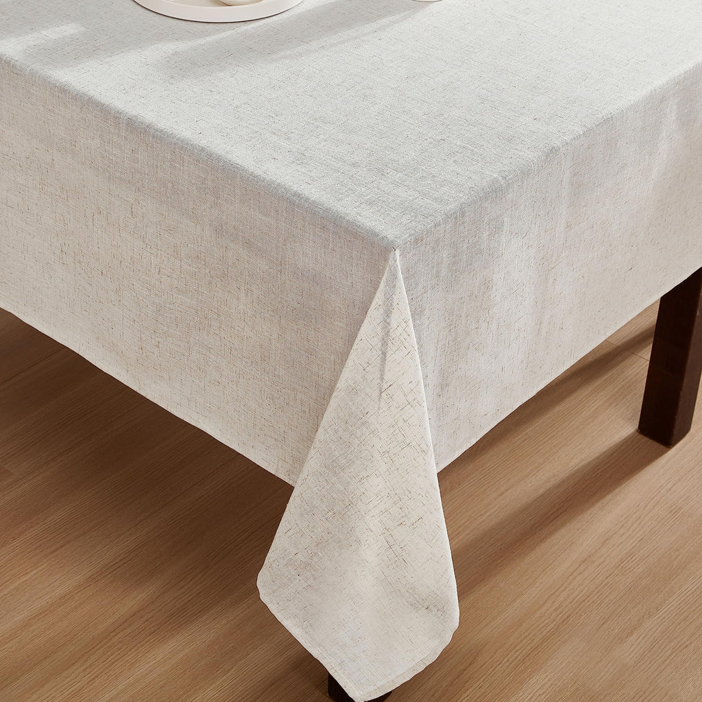 Laura Ashley Dothan Luxury Linen Blend Tablecloth for Formal Dining, Holiday, Wedding or Party, 60" x 120", Taupe