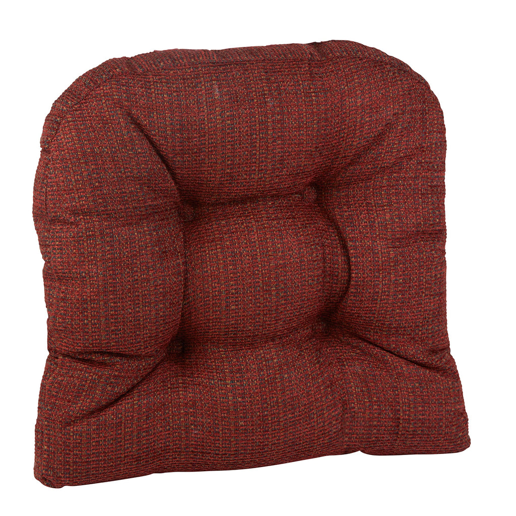 Klear Vu Gripper Overstuffed Universal Non-Slip Dining Chair Cushions for Kitchen Decor or Office Use, U-Shaped Skid-Proof Seat Pad, 15x15 Inches, 8 Count (Pack of 1), Waffle Deep Red