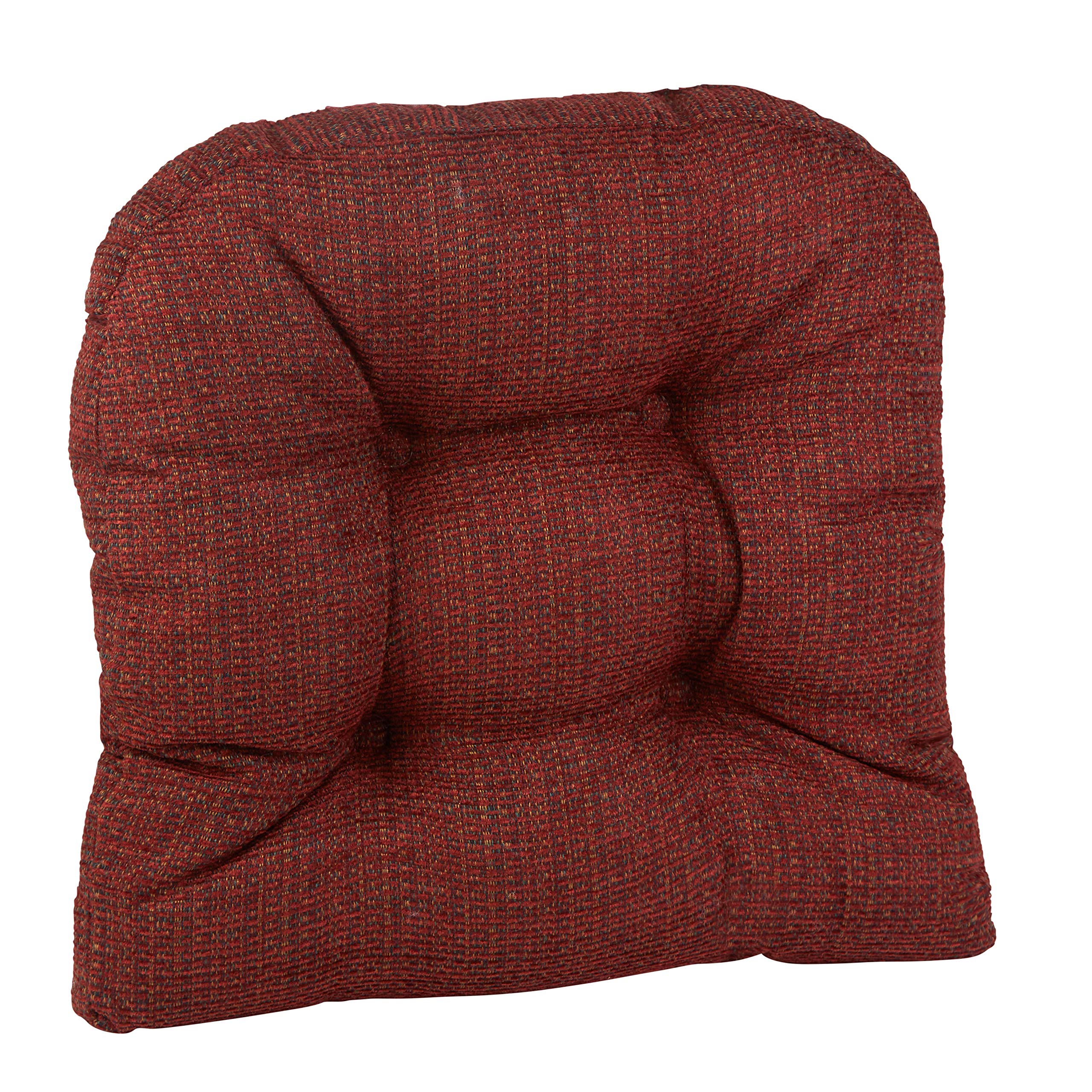 Klear Vu Gripper Overstuffed Universal Non-Slip Dining Chair Cushions for Kitchen Decor or Office Use, U-Shaped Skid-Proof Seat Pad, 15x15 Inches, 8 Count (Pack of 1), Waffle Deep Red
