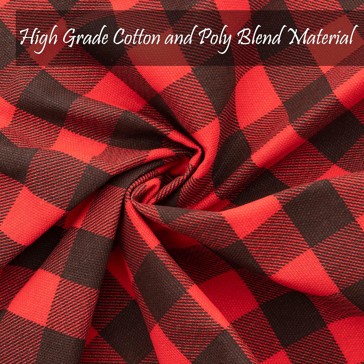 PERLLI Kitchen Cloth Napkins - Buffalo Plaid Red & Black | 12 Pack, 18x18 Inches, 100% Cotton, Washable & Reusable for Holiday Table Decor