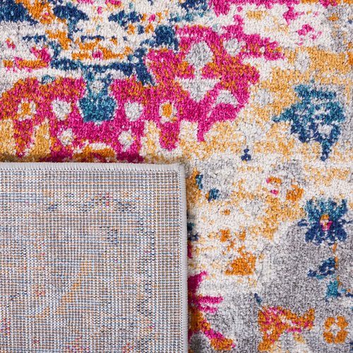 SAFAVIEH Madison Collection Area Rug - 6' x 9', Grey & Fuchsia, Boho Chic Medallion Design, Non-Shedding & Easy Care, Ideal for High Traffic Areas in Living Room, Bedroom (MAD154F)