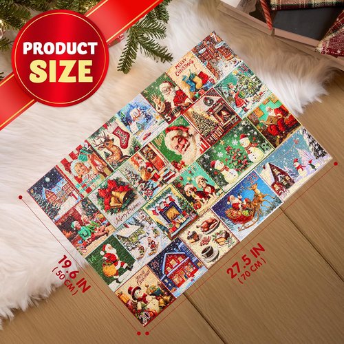 JOYIN 1000 PCS Christmas Advent Calendar Puzzles - 24 Days of Fun Countdown Gifts for Kids