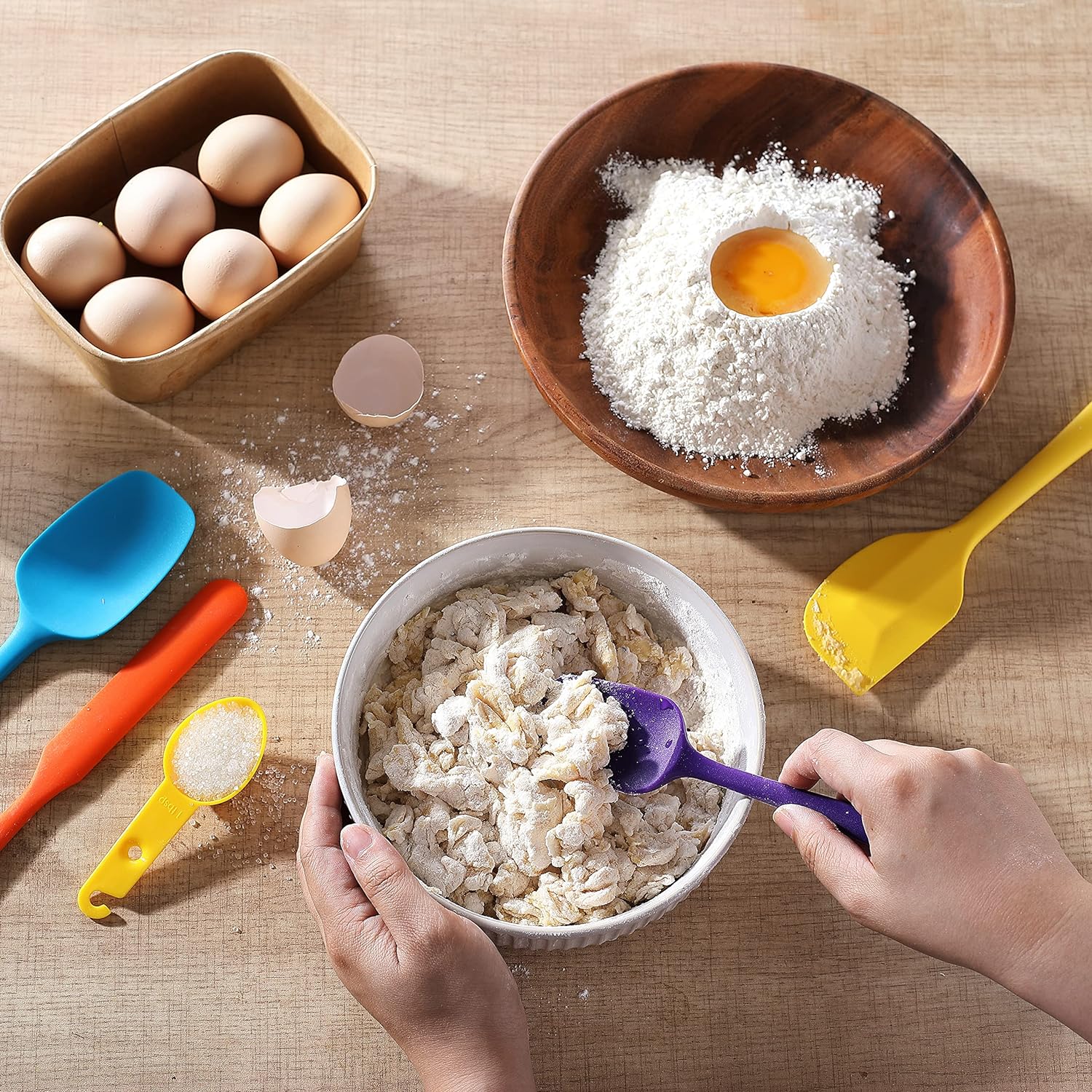 VITUER Silicone Rubber Spatula Set - 5PCS Food Grade, BPA-Free, Heat Resistant & Dishwasher Safe