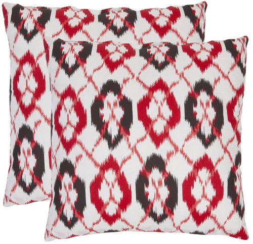 SAFAVIEH Pillow Collection Preppy Argyle 22-Inch Decorative Pillows, White, Red, and Black, Set of 2