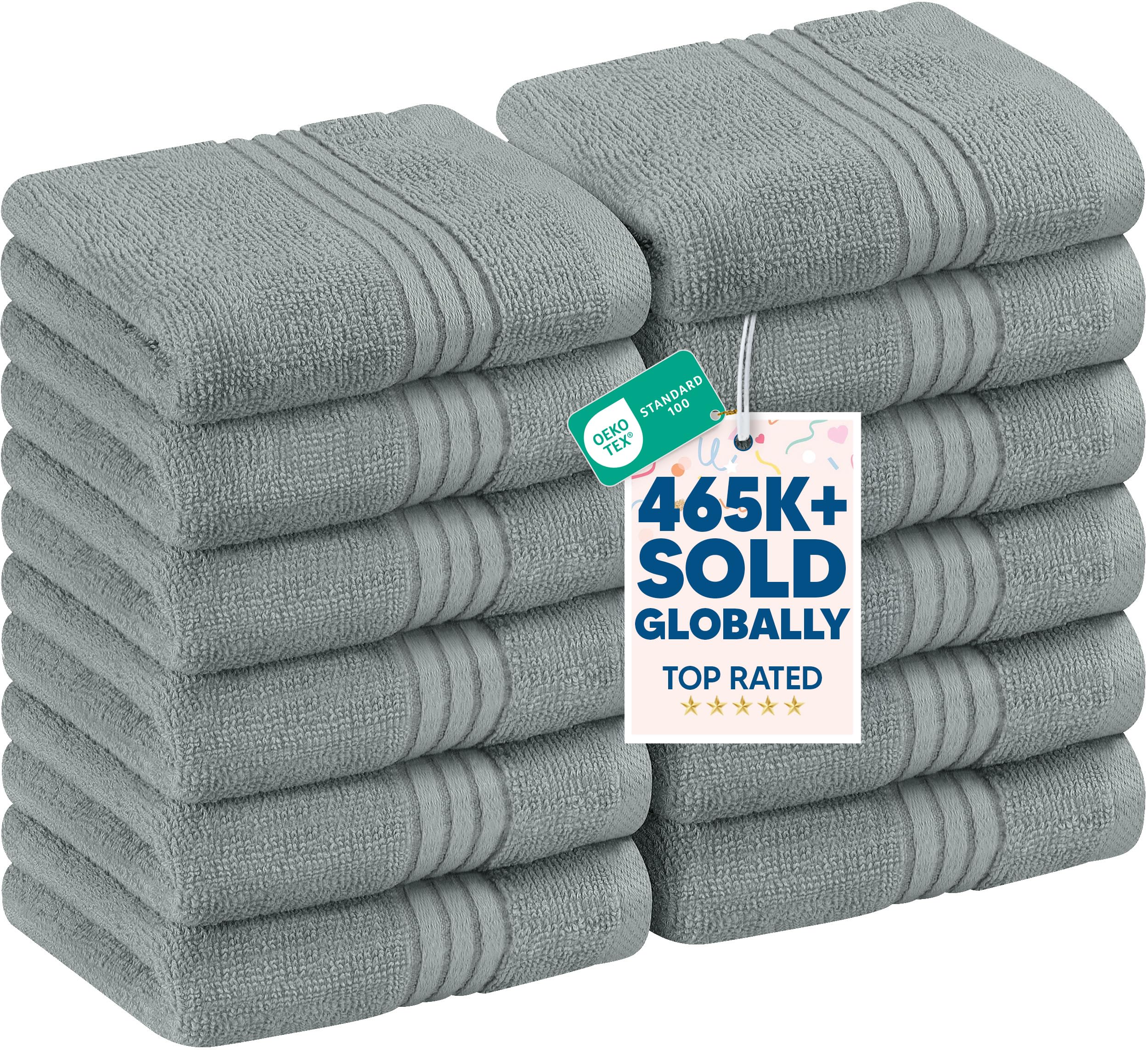 Utopia Towels 12 Pack Premium Wash Cloths Set, 12 by 12 Inches, 100% Cotton Ring Spun, Highly Absorbent and Soft Feel Washcloths for Bathroom, Spa, Gym, and Face, Cool Grey