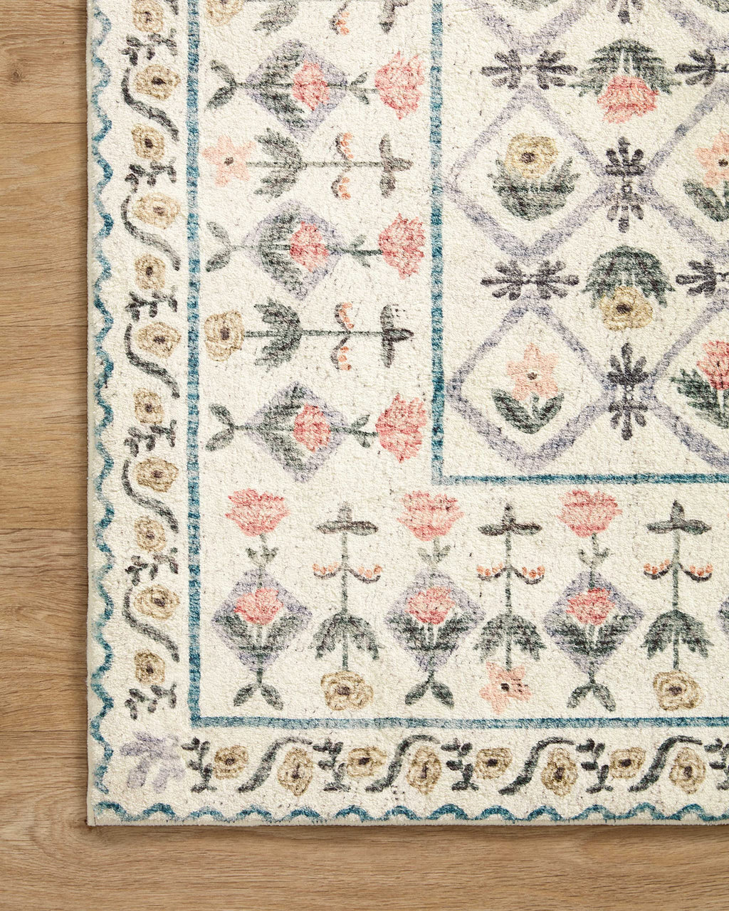 Loloi Rifle Paper Co. Eden Collection EDE-03 Lattice Ivory 3'-6" x 5'-6" Accent Rug feat. CloudPile™
