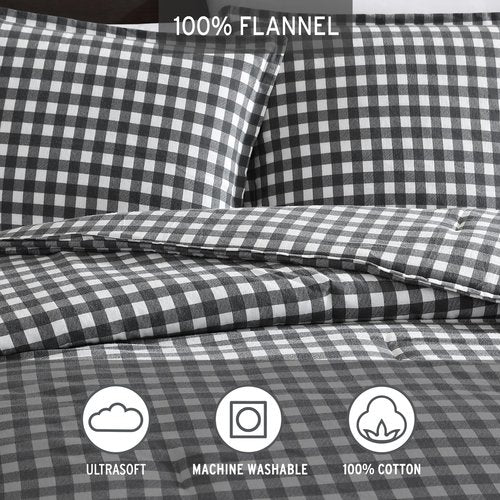 Eddie Bauer - Queen Comforter Set, Reversible Cotton Bedding with Matching Shams, Luxurious Bedding Set for Colder Months (Preston Grey, Queen)