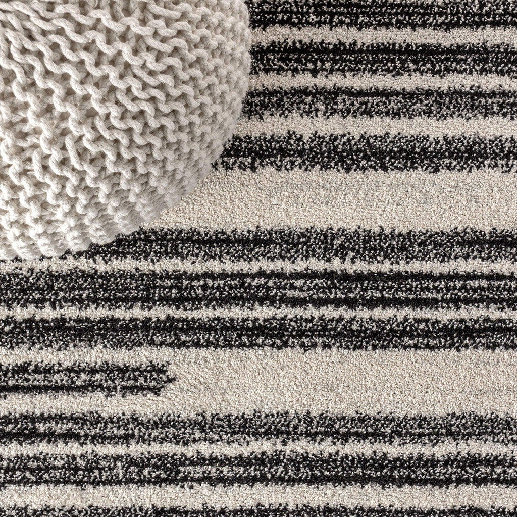 JONATHAN Y Khalil Modern Berber Stripe Cream/Black Runner Rug, 2x8, Contemporary, Bohemian, Easy-Cleaning for Living Room, Bedroom, Kitchen, Pet Friendly, Non-Shedding (MOH207A-28)