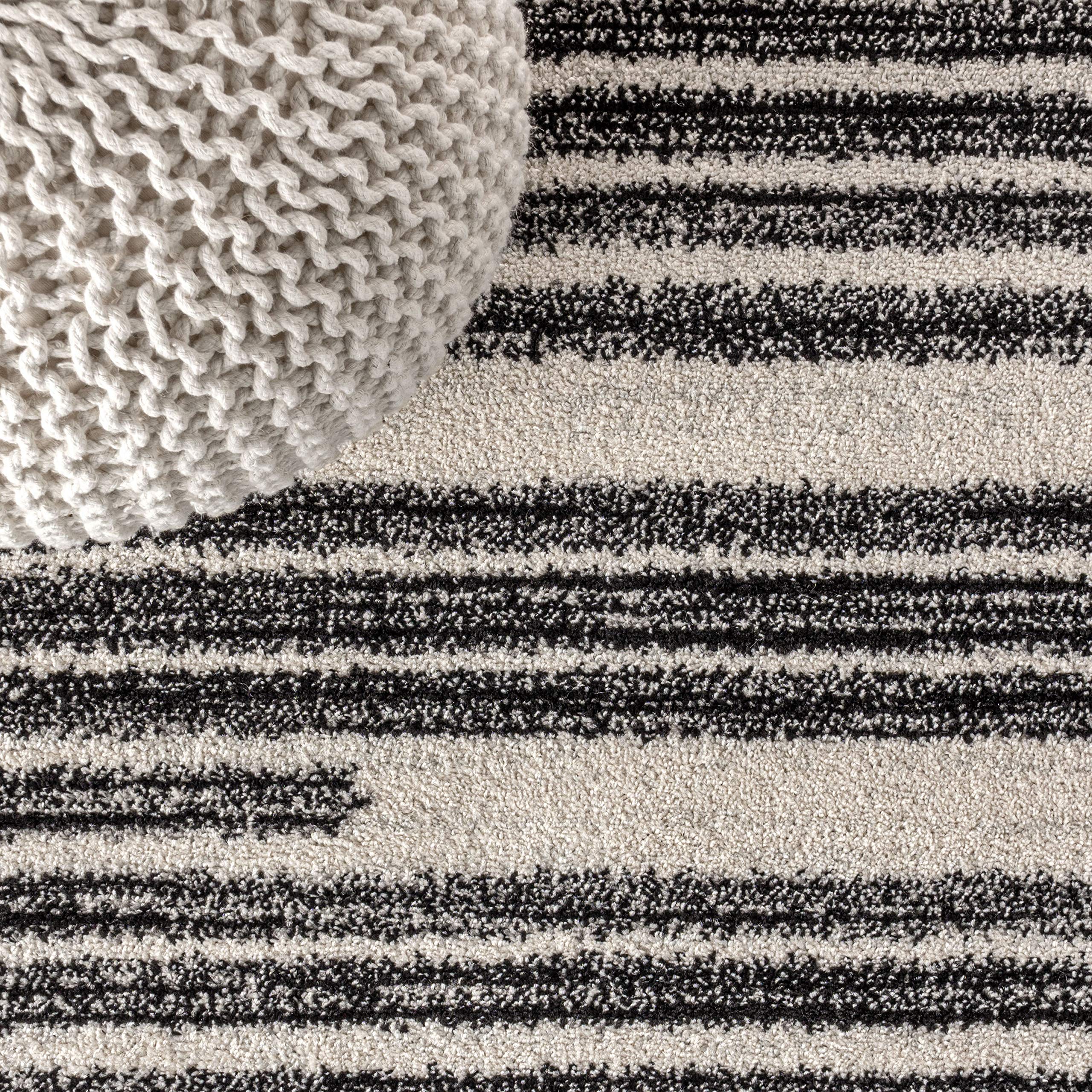 JONATHAN Y Khalil Modern Berber Stripe Cream/Black Runner Rug, 2x8, Contemporary, Bohemian, Easy-Cleaning for Living Room, Bedroom, Kitchen, Pet Friendly, Non-Shedding (MOH207A-28)