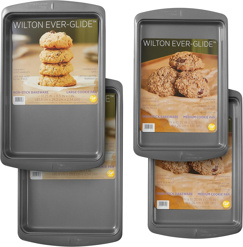 Wilton Ever-Glide Non-Stick Cookie Baking Sheet Set - 4-Piece Steel Bakeware Set
