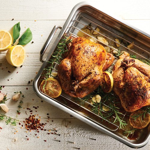 Tramontina 16.5-Inch Stainless Steel Roasting Pan with Rack, Turkey Roaster for Oven, Dishwasher Safe, Made in Brazil