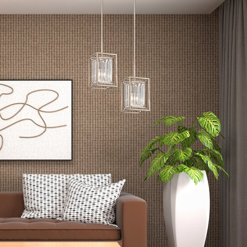 Designers Fountain Linares 1-Light Mini Pendant Light Fixture, Aged Platinum, 87430-AP