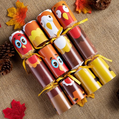 JOYIN 8 PACK Thanksgiving Non-Snap Party Favor, Turkey Style Thanksgiving Party Games for Fall Holiday, No Snap Party Table Favor Set with Joke Dice & Gifts, Holiday Prizes for Kids Adults