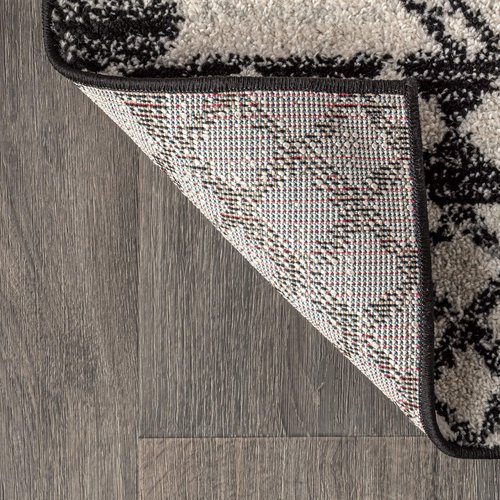 JONATHAN Y Amir Moroccan Beni Souk Cream/Black Runner Rug, 2x8, Bohemian, Scandinavian, Easy-Cleaning for Living Room, Bedroom, Kitchen, Pet Friendly, Non-Shedding (MOH200A-28)