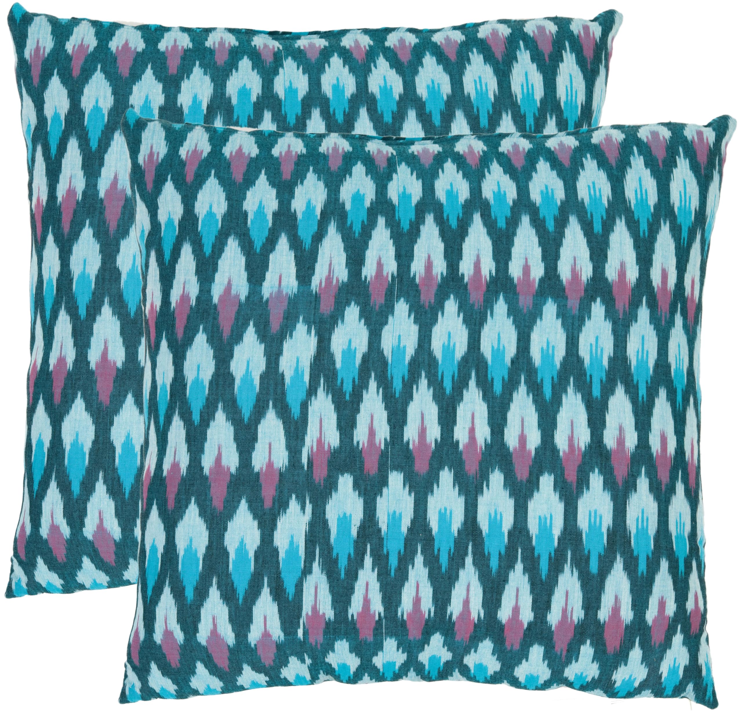 Safavieh 18-Inch Hawaii Pillow, Blue and Purple, Set of 2