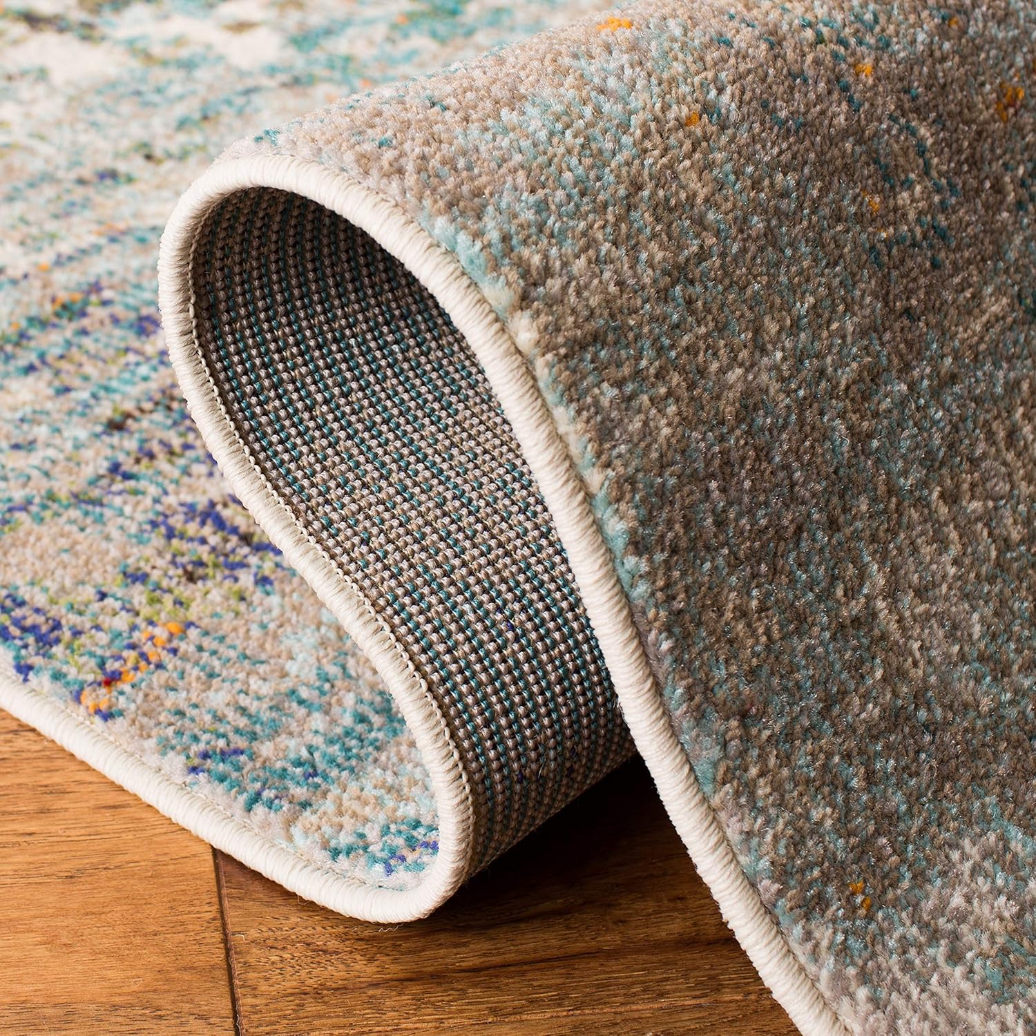 SAFAVIEH Area Rug - Madison Collection - Large 8x10 - Modern Grey & Blue Abstract Design, Non-Shedding & Easy to Clean for Living Room, Bedroom, Office, Dining Space