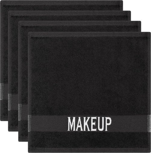 Cotton Paradise Makeup Remover Towels - 100% Cotton 12x12 Inch Soft Black Face Cloths | 4 Pack
