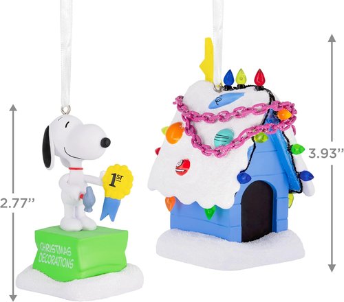 Hallmark Peanuts Snoopy Christmas Ornaments - Holiday Doghouse Set of 2 | Perfect Gifts for Fans
