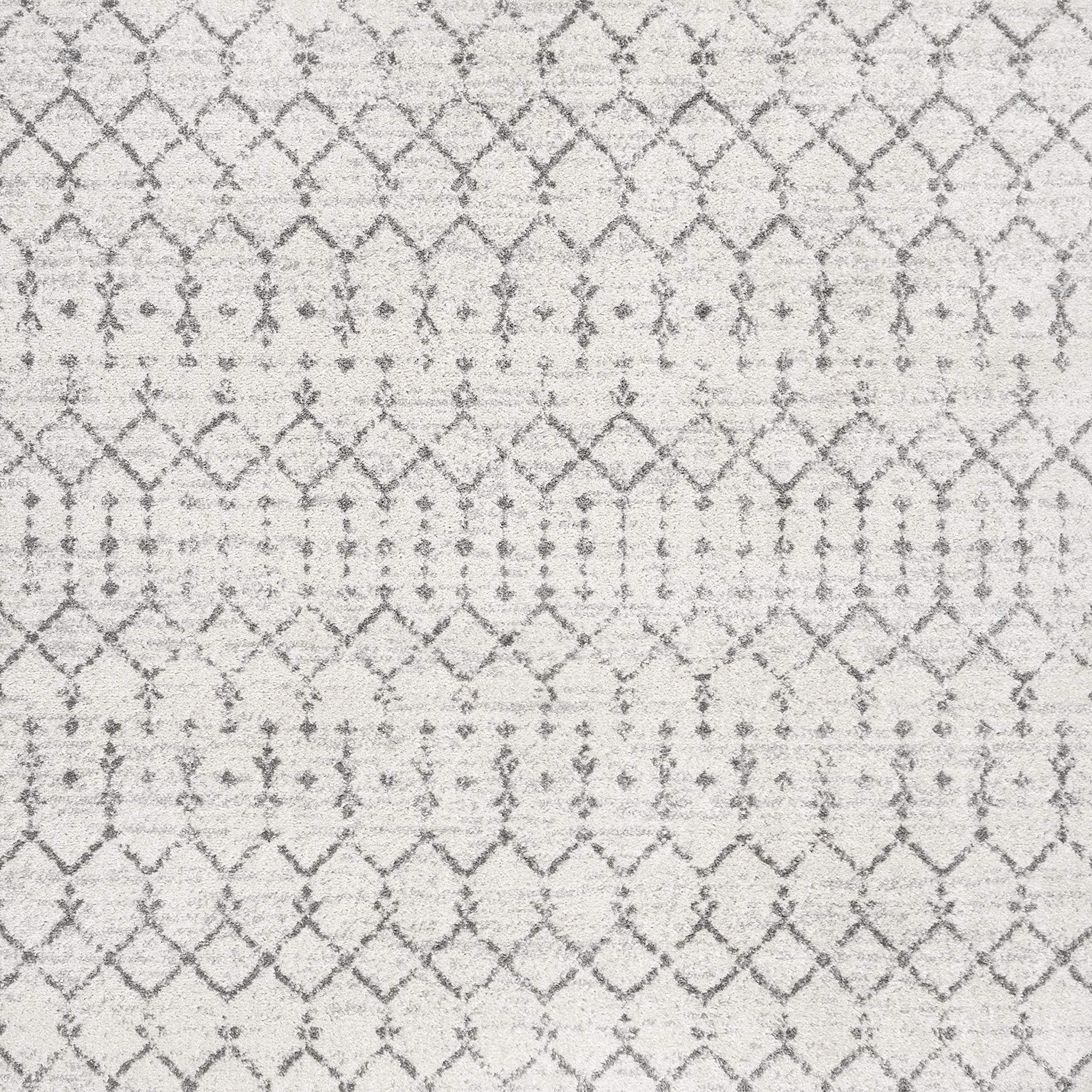 JONATHAN Y Boho Vintage Diamond Cream/Gray Square Area Rug 6X6 ft, Moroccan Hype for Living Room, Bedroom, Kitchen, Office, Easy-Cleaning, High Traffic, Pet-Friendly, Non-Shedding (MOH101B-6SQ)