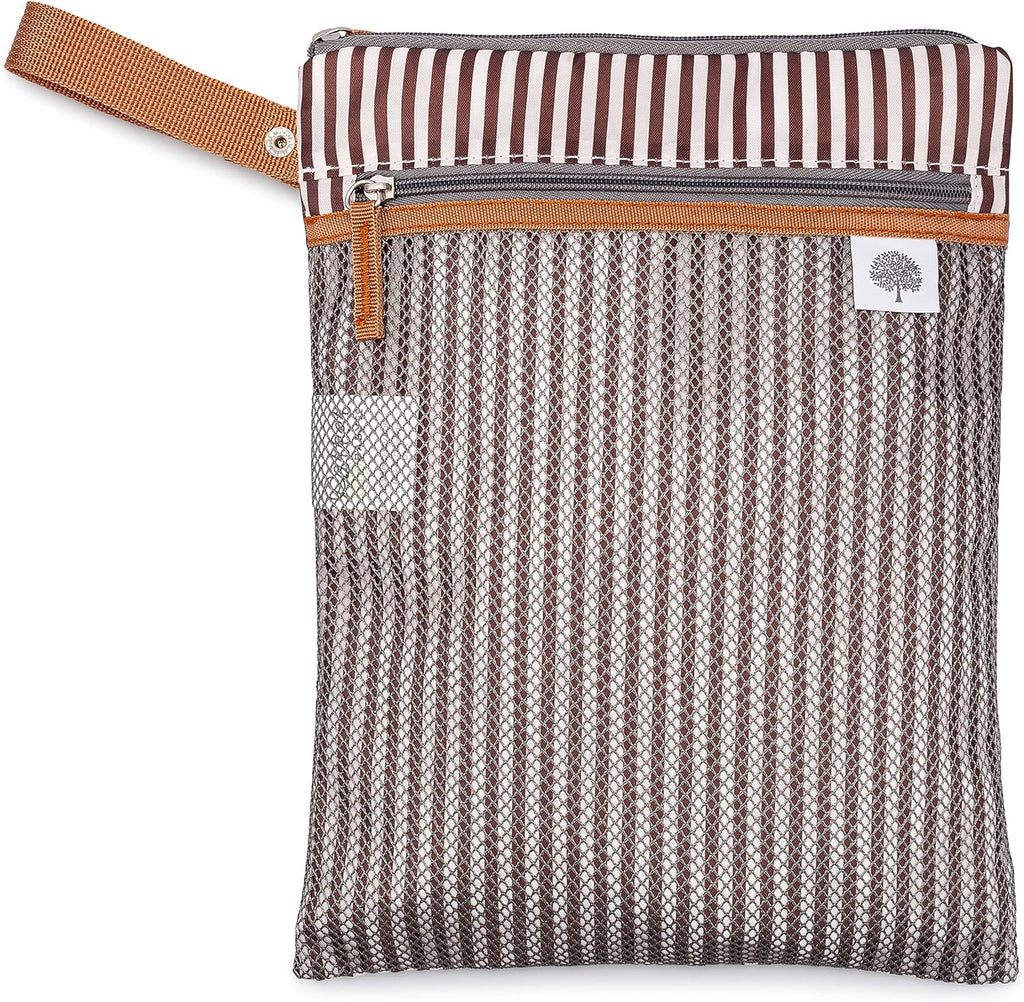 Parker Baby Cloth Diaper Wet Dry Bag - Waterproof Reusable Diaper Bag with Mesh Organizer & Zip Pocket