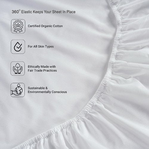 LANE LINEN 100% Organic Cotton Twin XL Sheet Set - Ultra Soft 3-Piece White Percale Bedding, Fits Mattresses Up to 15" Deep