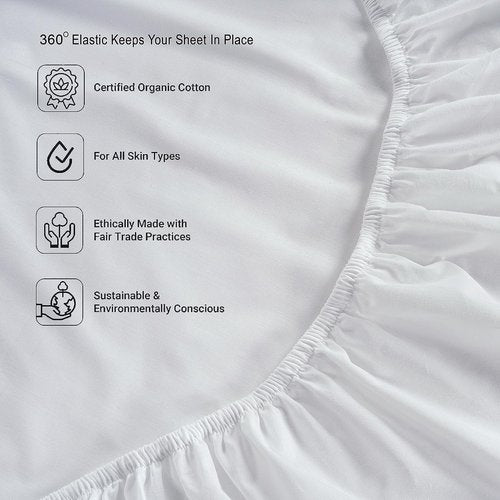 LANE LINEN 100% Organic Cotton King Sheet Set - Breathable Luxury Bedding, 4-Piece White Set with 15" Deep Pocket