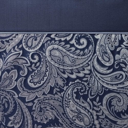 Madison Park Aubrey Shower Curtain Paisley Jacquard Pieced Microfiber Faux Silk Modern Home Bathroom Decorations Bathtub Privacy Screen, Decorative Bathroom, 72" x 72", Navy